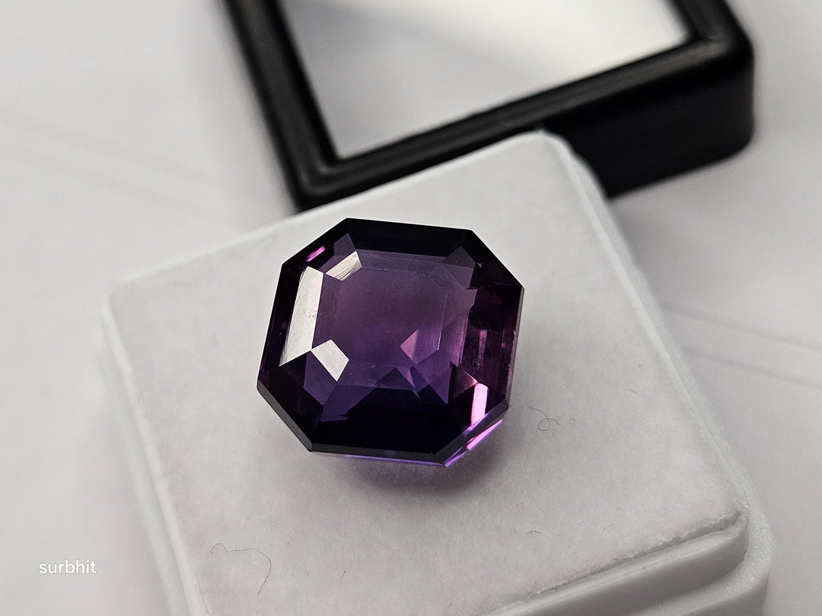 12–13 Ct Natural Tanzanite – Asscher Cut Color-Change Loose Gemstone, Purple-Pink