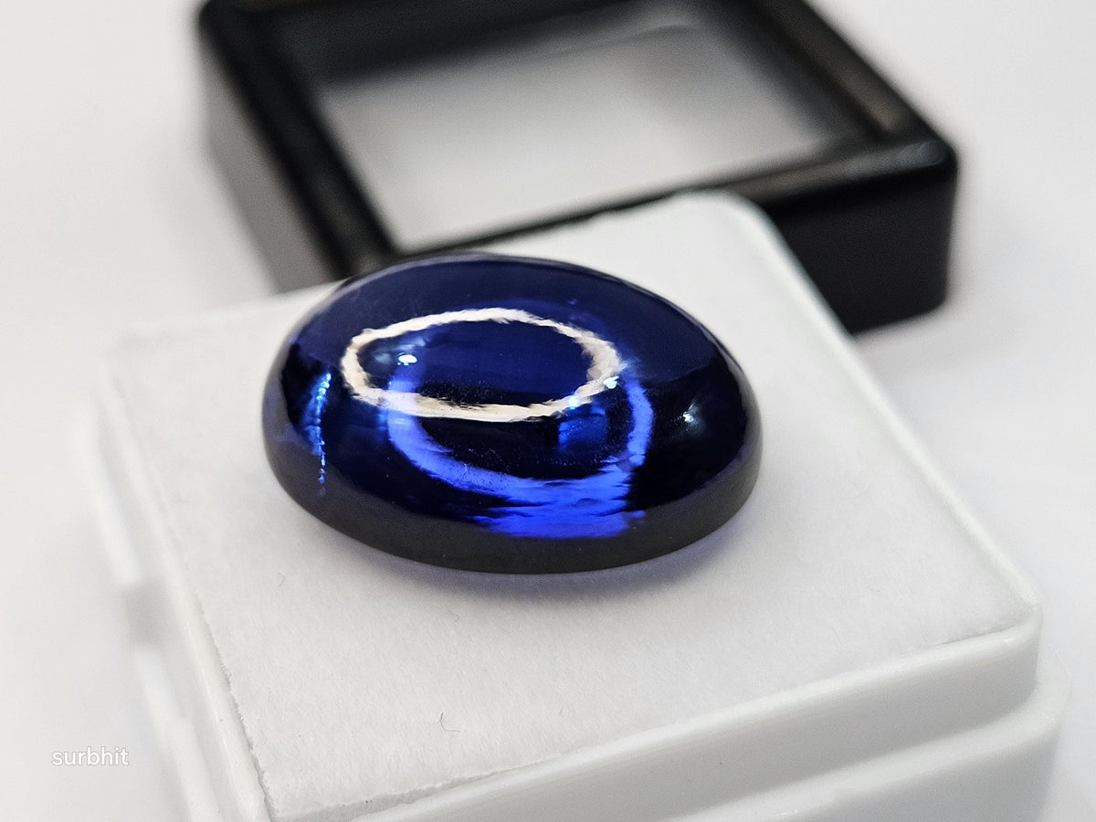 Lab-Created Blue Iolite Oval Cabochon 18-19 Ct Loose Gemstone Gem for Jewelry Making