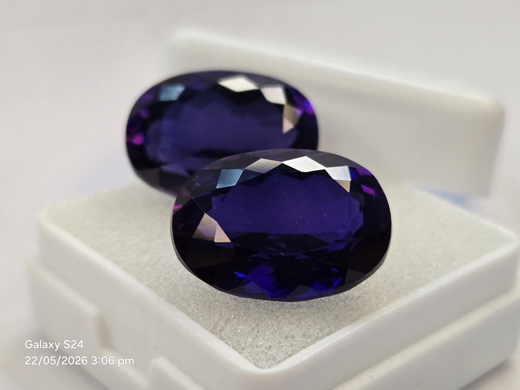 Oval Blue Tanzanite Pair 28-29 Cts Natural Certified Loose Gemstones Jewelry Making Gift