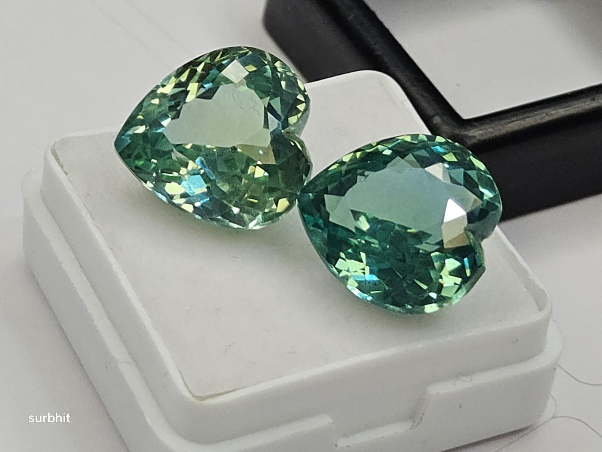 Certified Green Sapphire Heart Cut Gemstones (22-23 Ct) for Jewelry Making