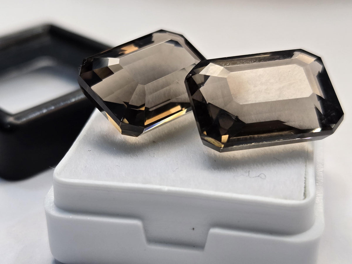 Smoky Black Quartz Emerald Cut Gemstone for Rings, Pendants, Jewelry (24-25 Ct)
