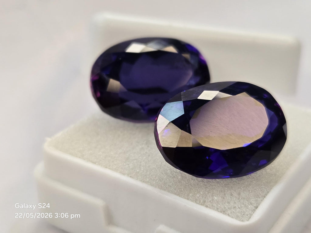 Oval Blue Tanzanite Pair 28-29 Cts Natural Certified Loose Gemstones Jewelry Making Gift
