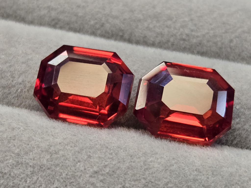 Natural Orange Topaz Pair Emerald Cut Gemstones – Certified Loose Matching Gems