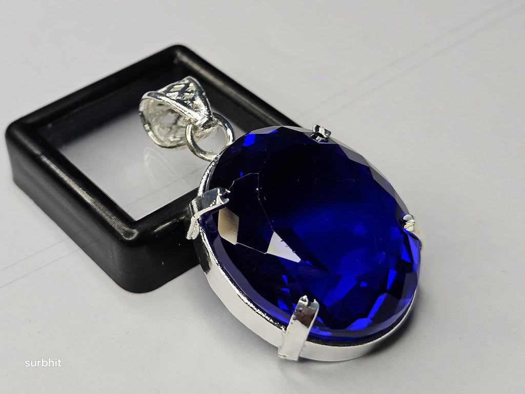 Blue Topaz Oval Cut Pendant, 73-74 Ct Brazilian Gemstone