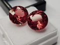 Padparadscha Sapphire Pair, 18 Ct Round Cut Loose Gemstones