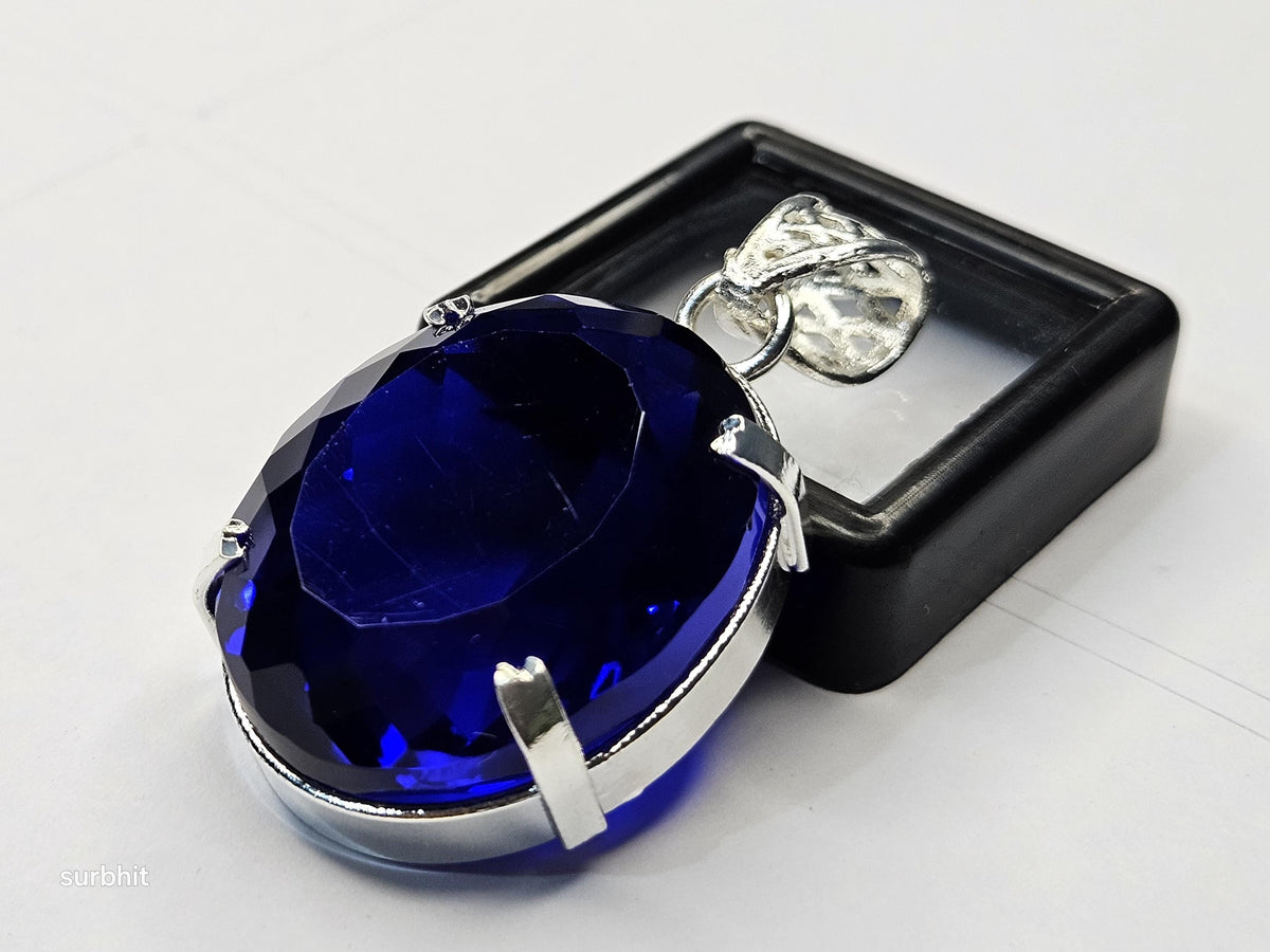 Blue Topaz Oval Cut Pendant, 73-74 Ct Brazilian Gemstone