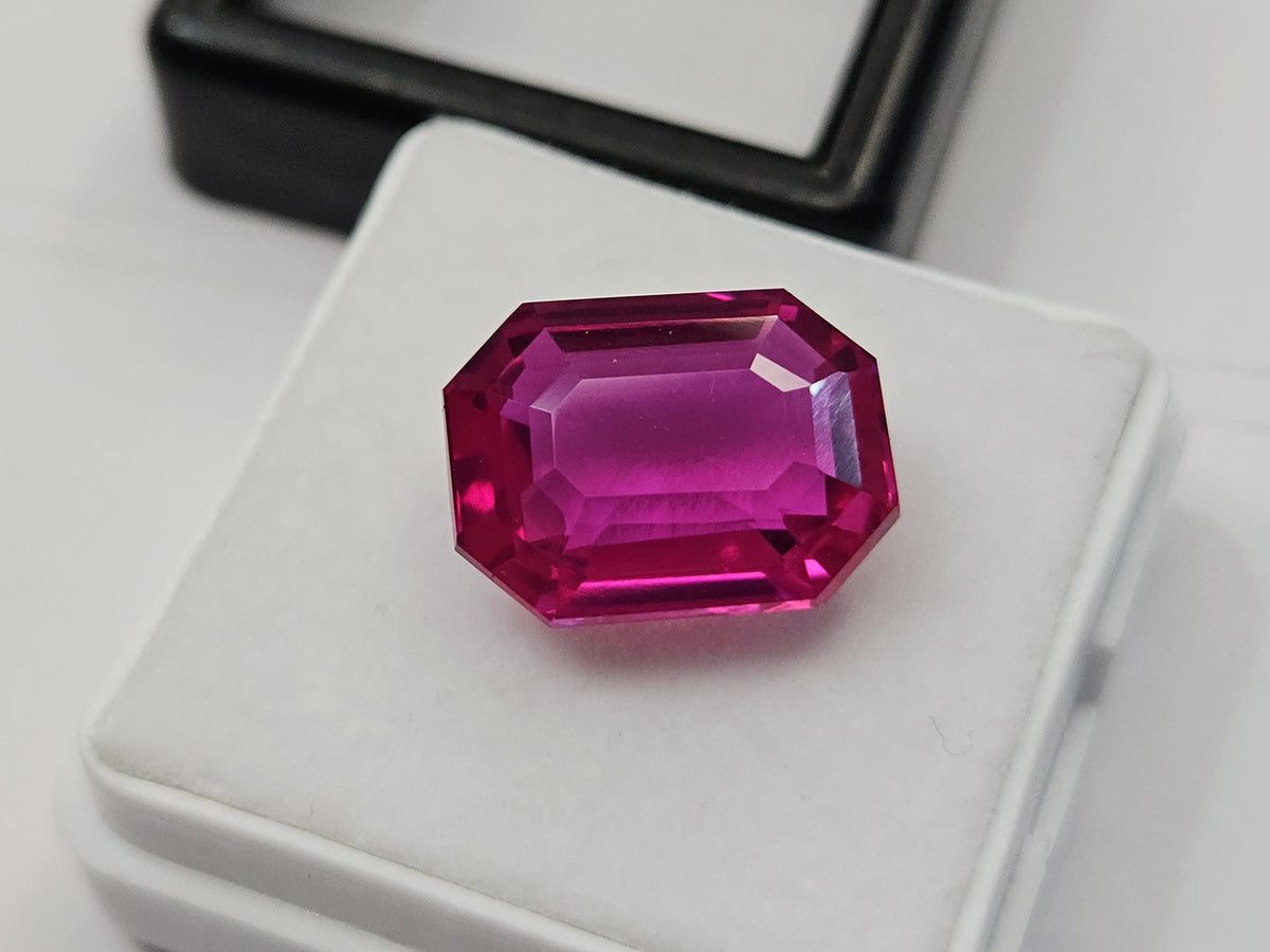 Certified Dark Pink Sapphire Emerald Cut Gemstone, 9-10 Ct Loose Stone for Rings, Pendants