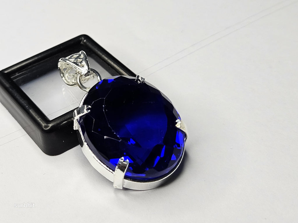 Blue Topaz Oval Cut Pendant, 73-74 Ct Brazilian Gemstone