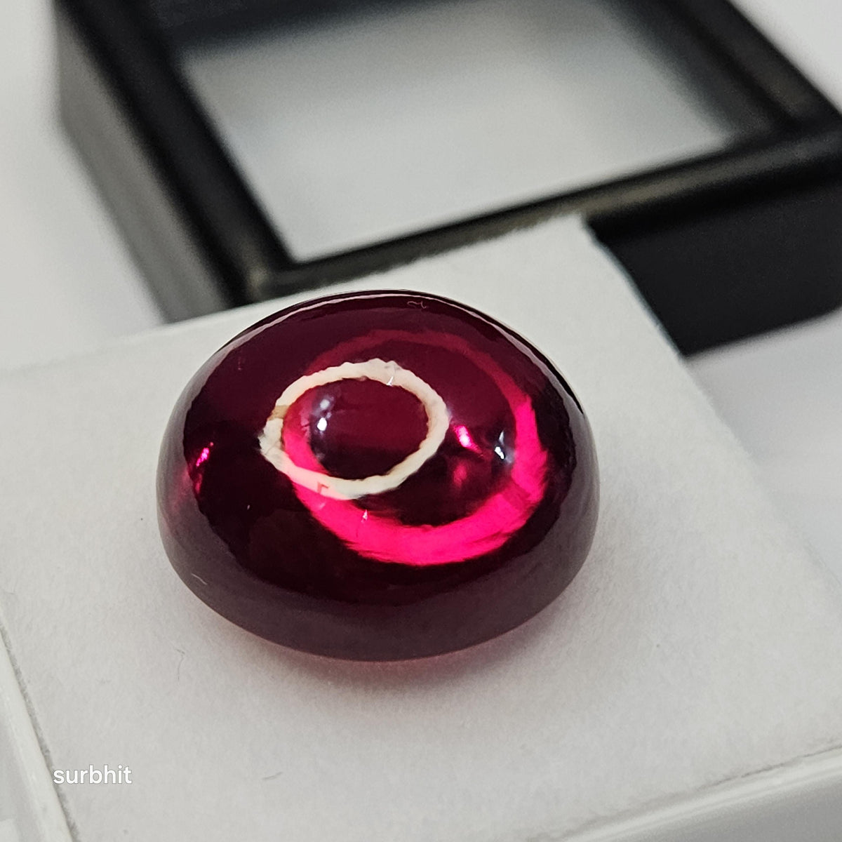 Certified Red Garnet Cabochon Shape Lab-Created 18 Carats Loose Gemstone For Jewellery Making