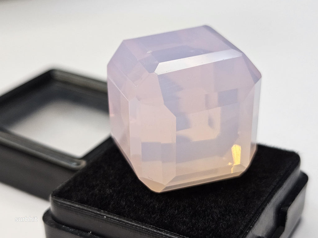Lab Created Pink Opal Gemstone, Cube Cut (65-67 Ct, 19mm)