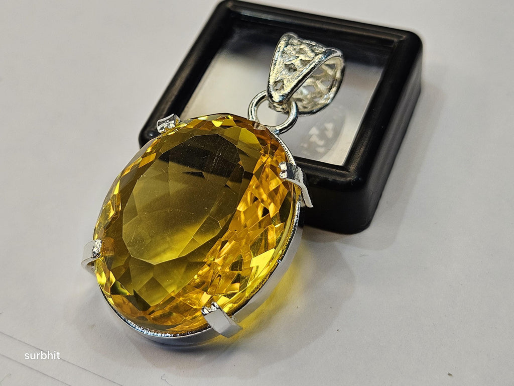 Yellow Pendant Topaz Oval Cut 67-69 Ct Lab-Created Loose Certified Gemstone