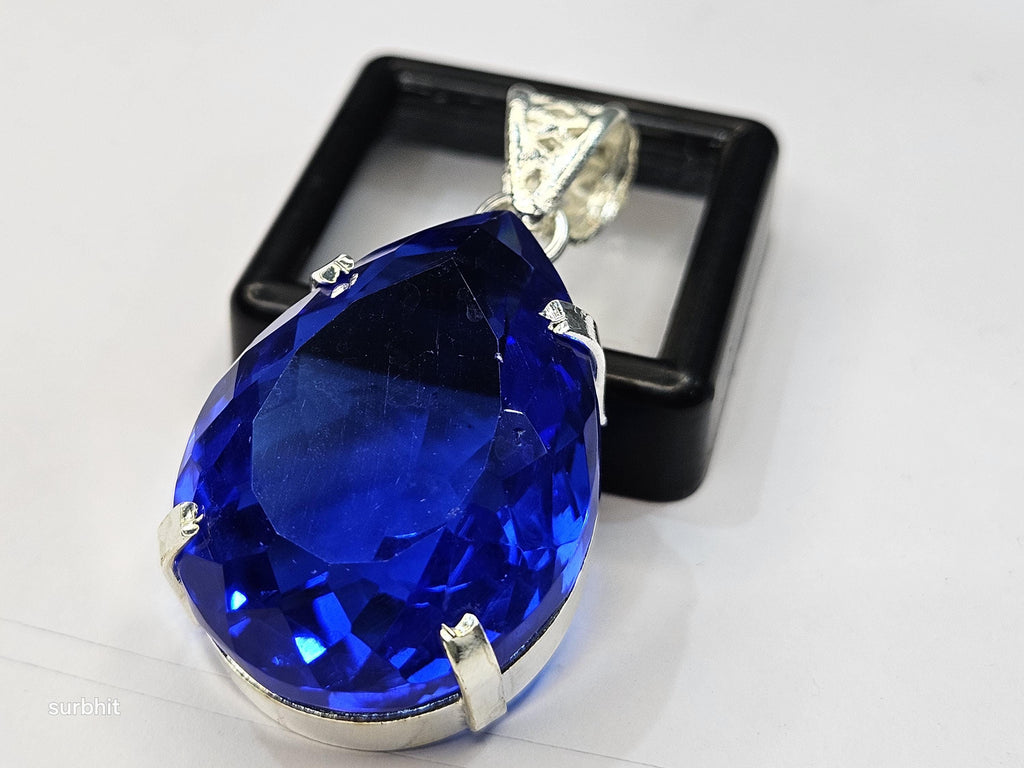 Blue Topaz Pear Cut Pendant, 73-74 Ct Brazilian Gemstone