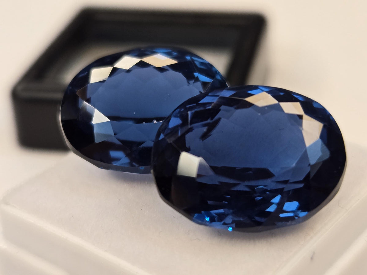 Teal Blue Tourmaline Pair Oval Cut Gemstones, Matching Pair for Jewelry Making
