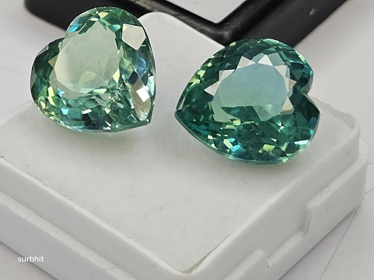 Certified Green Sapphire Heart Cut Gemstones (22-23 Ct) for Jewelry Making