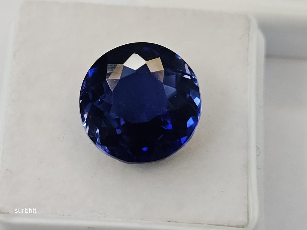 Certified Blue Tanzanite Gemstone, 12 Carat Round Cut, Tanzania Origin, Faceted Stone for Jewelry