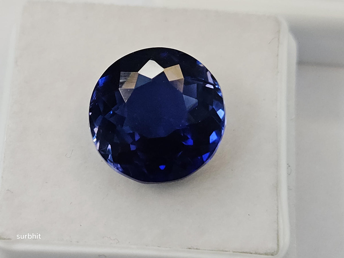 Certified Blue Tanzanite Gemstone, 12 Carat Round Cut, Tanzania Origin, Faceted Stone for Jewelry