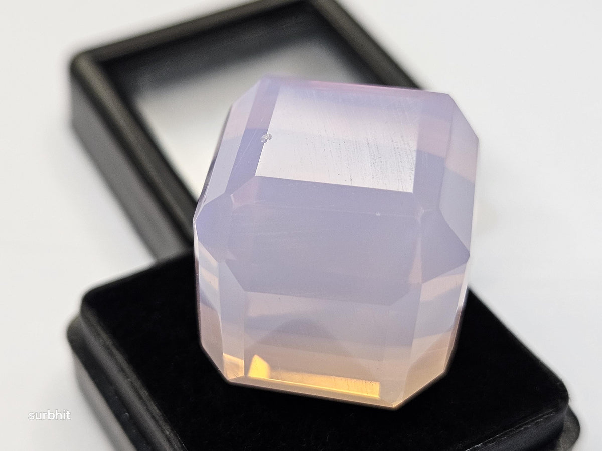 Lab Created Pink Opal Gemstone, Cube Cut (65-67 Ct, 19mm)