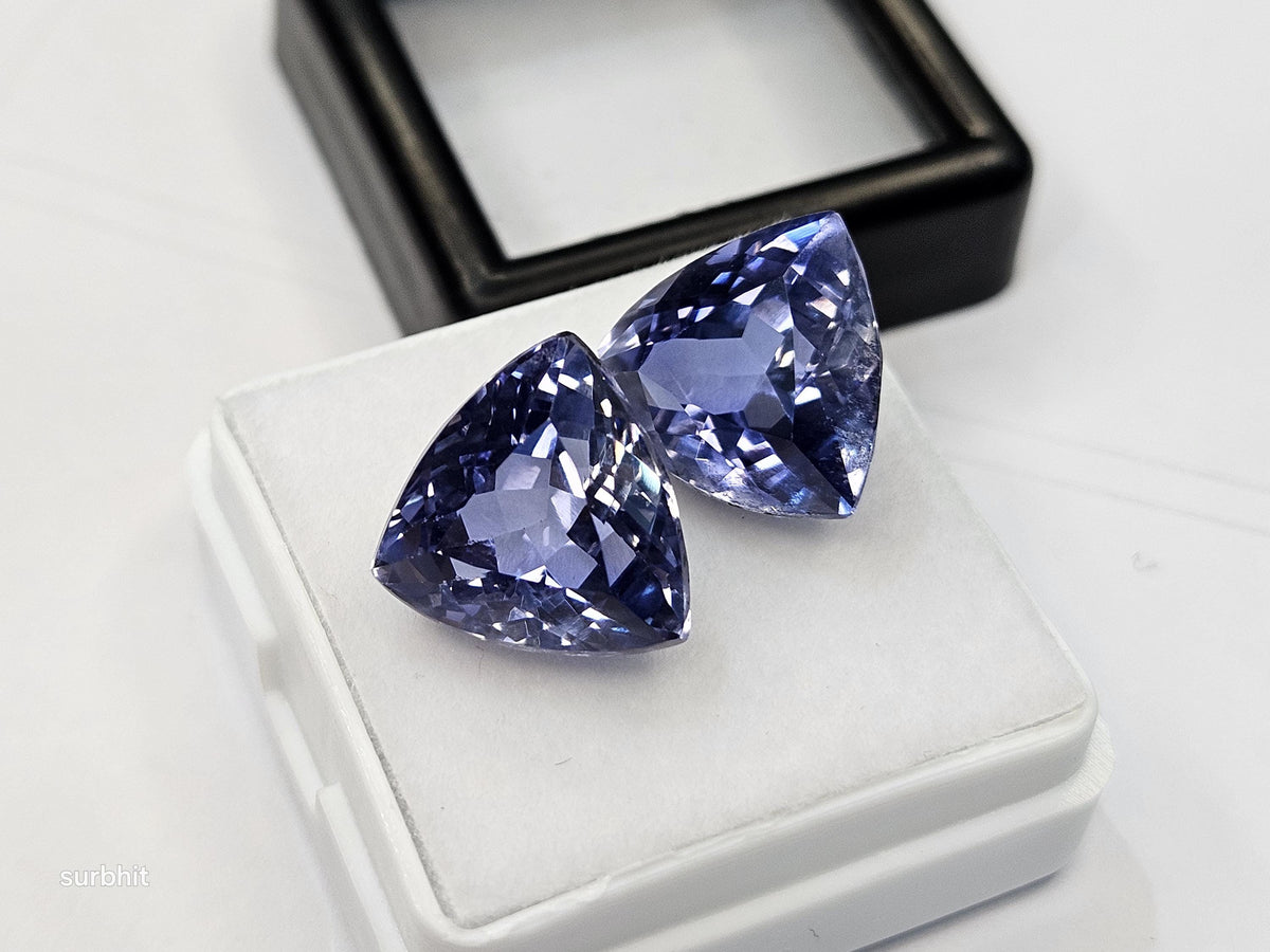 Trillion Cut Tanzanite Pair, 16-17 ct, Loose Gemstones