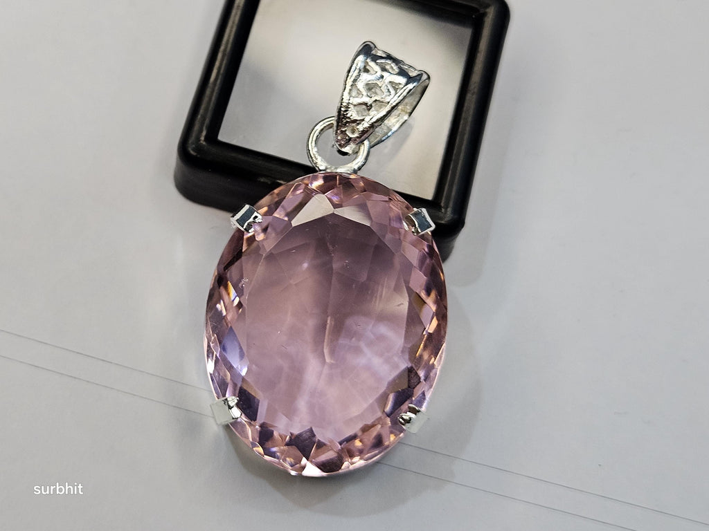 Certified Lab-Created Flawless Pink Pendant Topaz Oval Cut 75+ Ct Natural Loose Gemstone