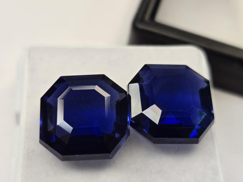 Blue Tanzanite Natural Pair Of VVS Asscher Cut 18+ Ct Certified Loose Gemstone