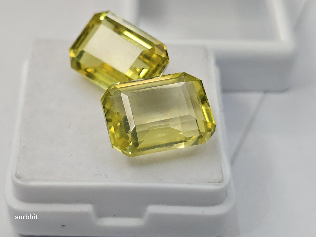 Certified Ceylon Yellow Sapphire Pair – Emerald Cut Loose Gemstones for Jewelry Making
