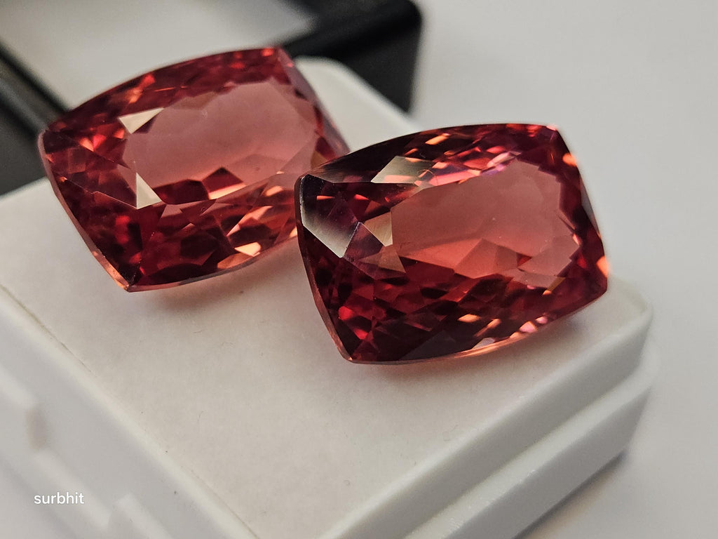 Certified Padparadscha Sapphire Gemstones, Cushion Cut, 27-28 Ct Loose Stones for Rings