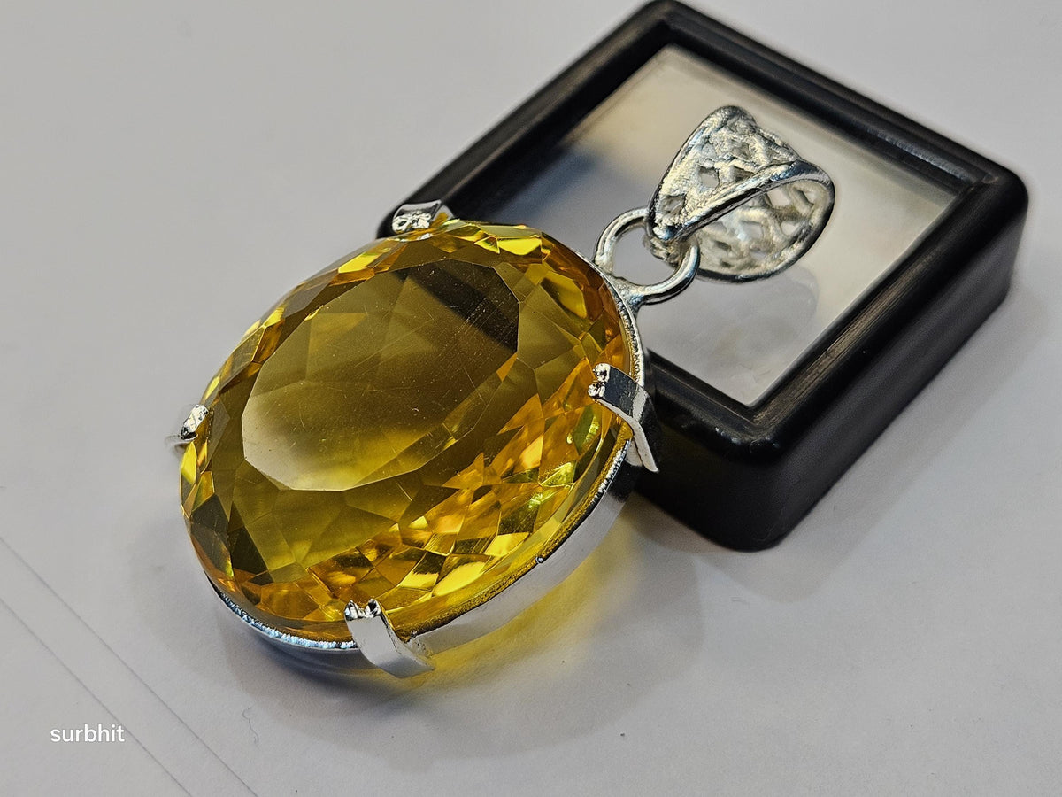 Yellow Pendant Topaz Oval Cut 67-69 Ct Lab-Created Loose Certified Gemstone