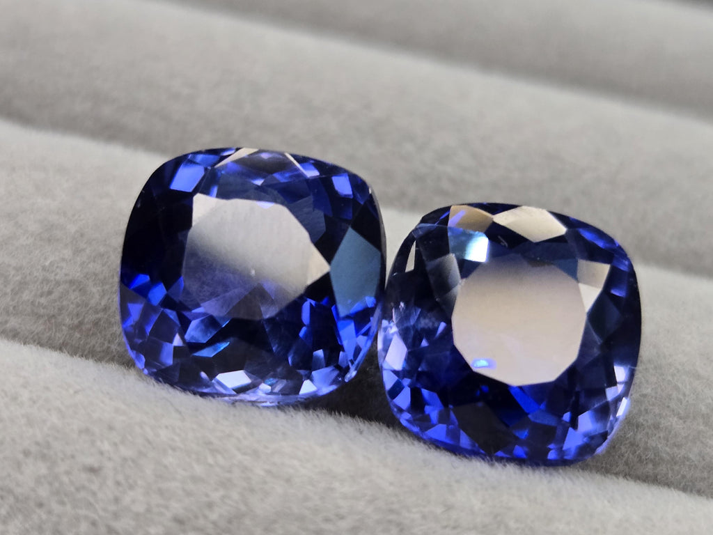 Tanzania Blue Tanzanite Cushion Cut Gemstone Pair (24-26 Ct) For Jewellery Making