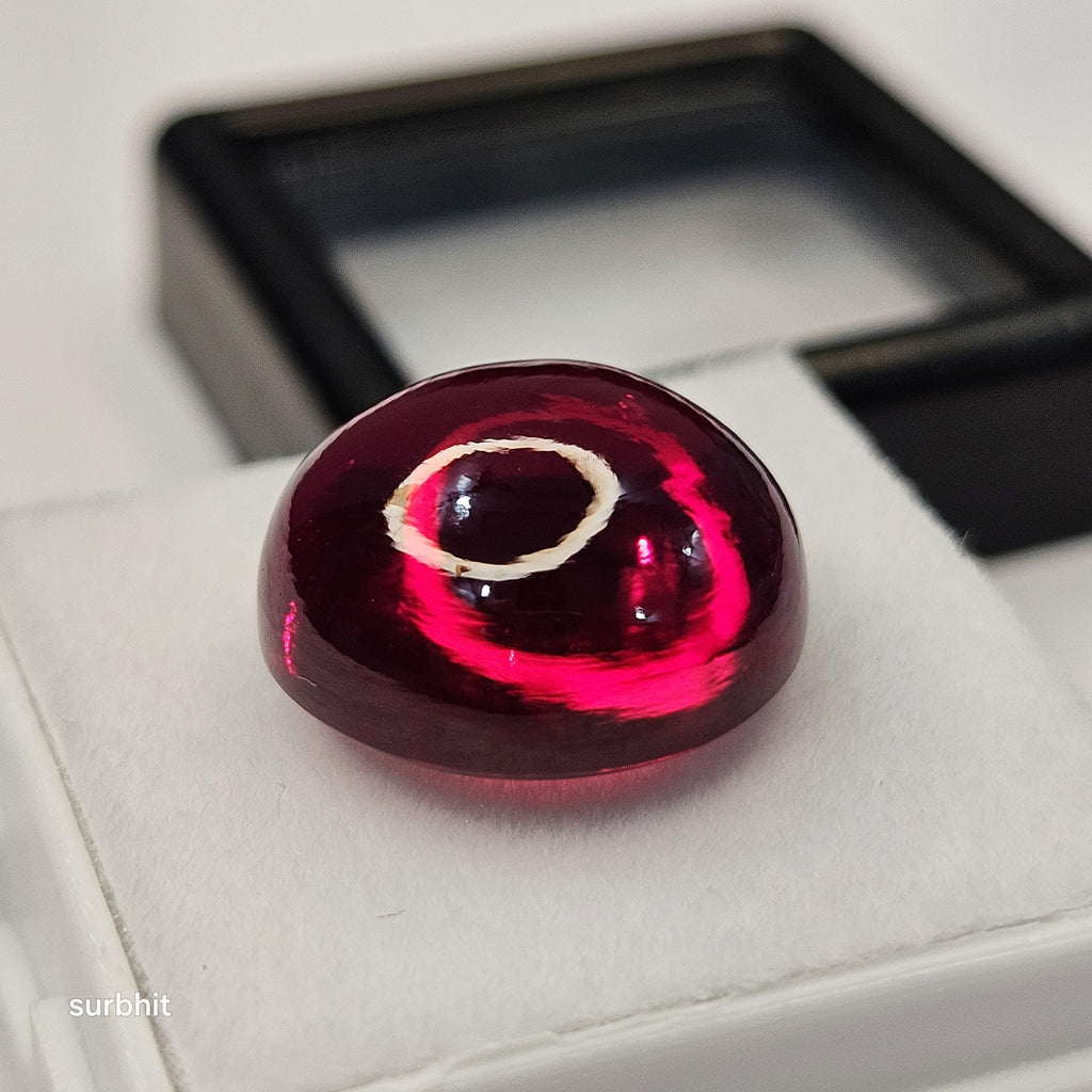 Certified Red Garnet Cabochon Shape Lab-Created 18 Carats Loose Gemstone For Jewellery Making