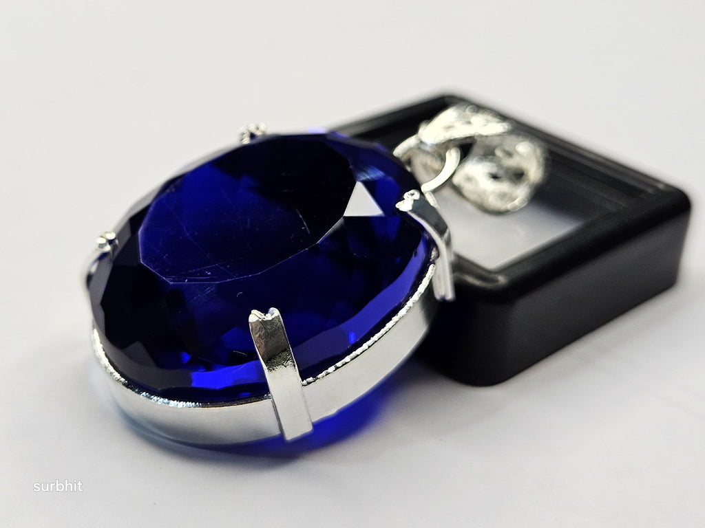 Blue Topaz Oval Cut Pendant, 73-74 Ct Brazilian Gemstone