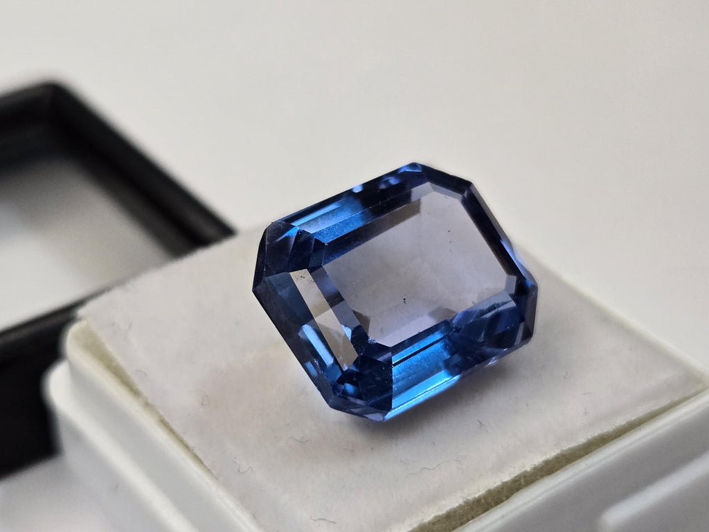 Natural Teal Blue Topaz Emerald Cut Gemstone – 11-12 Ct Loose Stone for Jewelry
