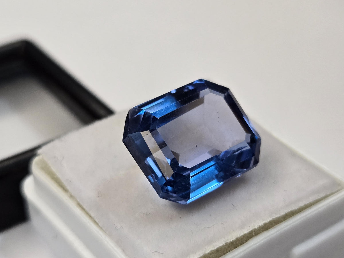 Natural Teal Blue Topaz Emerald Cut Gemstone – 11-12 Ct Loose Stone for Jewelry