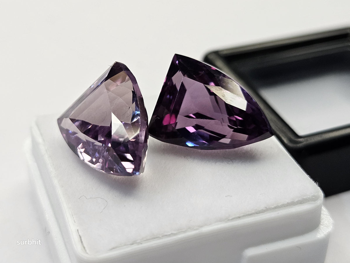 18–20 Ct Certified Alexandrite Pair – Fancy Cut Color-Change Loose Gemstones