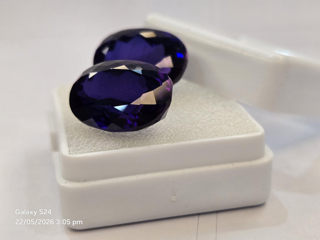 Oval Blue Tanzanite Pair 28-29 Cts Natural Certified Loose Gemstones Jewelry Making Gift