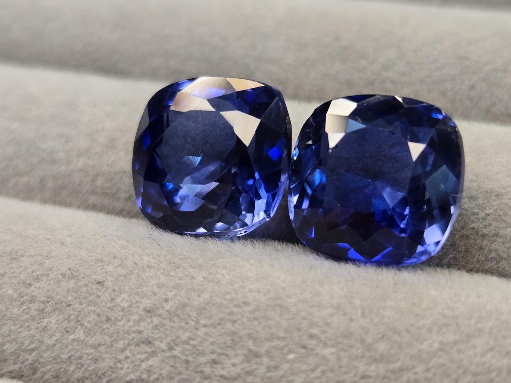 Tanzania Blue Tanzanite Cushion Cut Gemstone Pair (24-26 Ct) For Jewellery Making