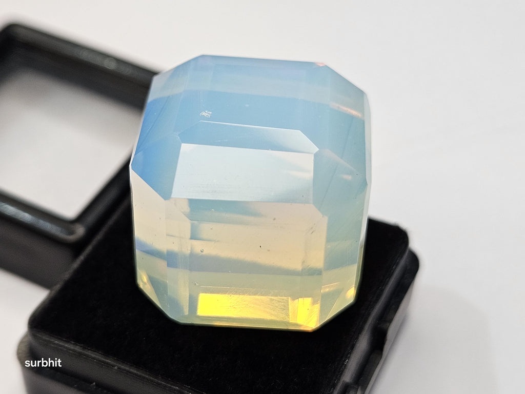 Lab Created Fire Opal Gemstone: 78+ Carat Cube Cut Welo Opal