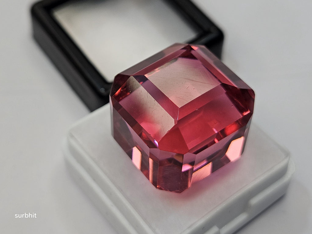 Pink Topaz Cube Cut Gemstone, 65-66 Cts Loose Stone
