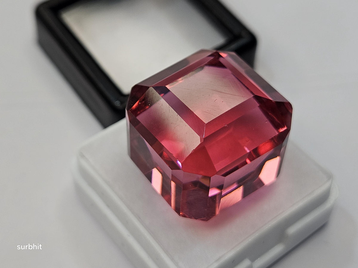 Pink Topaz Cube Cut Gemstone, 65-66 Cts Loose Stone