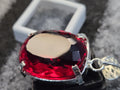 Red Topaz Pendant, 77-78 Ct Cushion Cut Gemstone Lab-Created