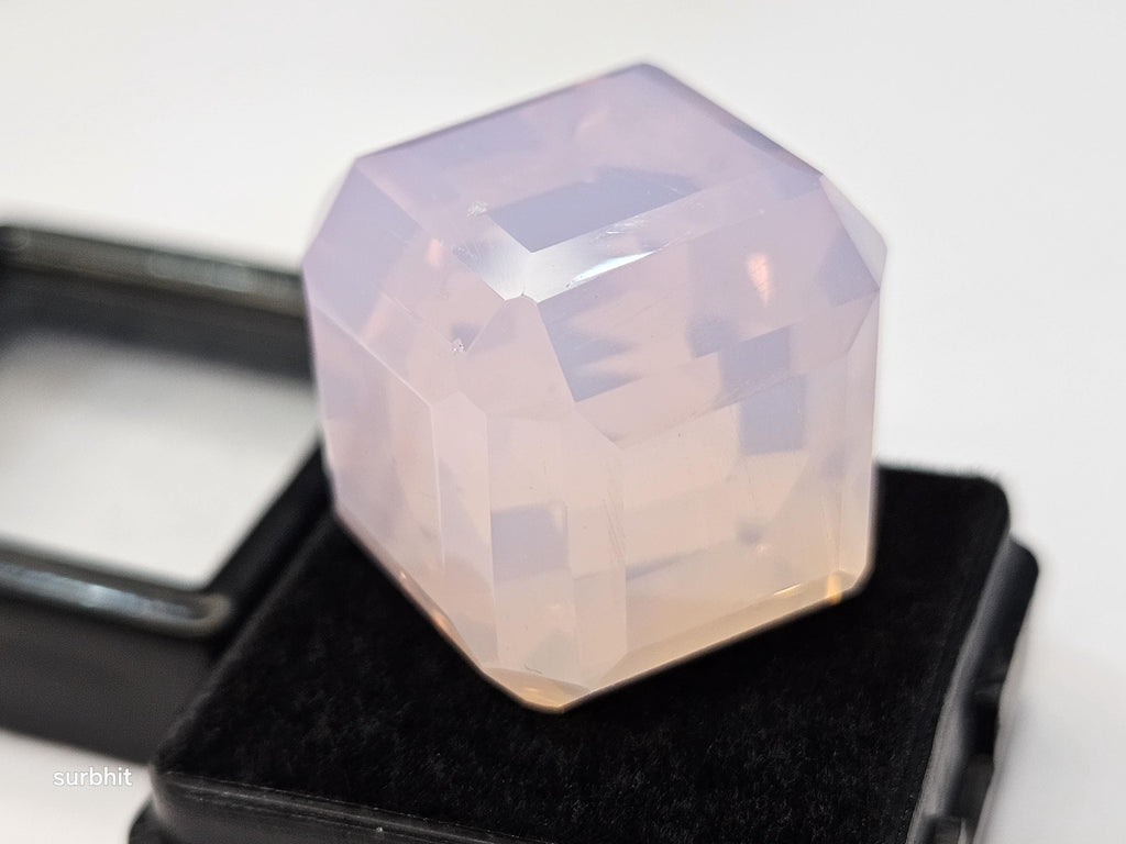 Lab Created Pink Opal Gemstone, Cube Cut (65-67 Ct, 19mm)