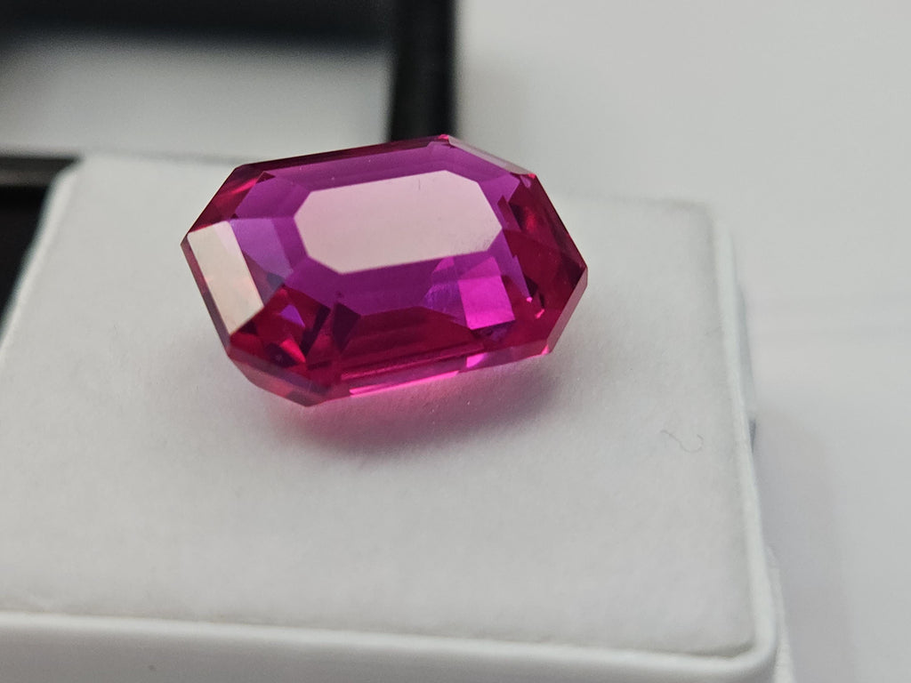 Certified Dark Pink Sapphire Emerald Cut Gemstone, 9-10 Ct Loose Stone for Rings, Pendants