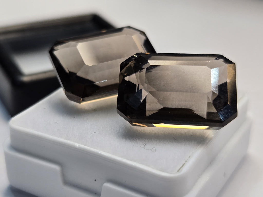Smoky Black Quartz Emerald Cut Gemstone for Rings, Pendants, Jewelry (24-25 Ct)