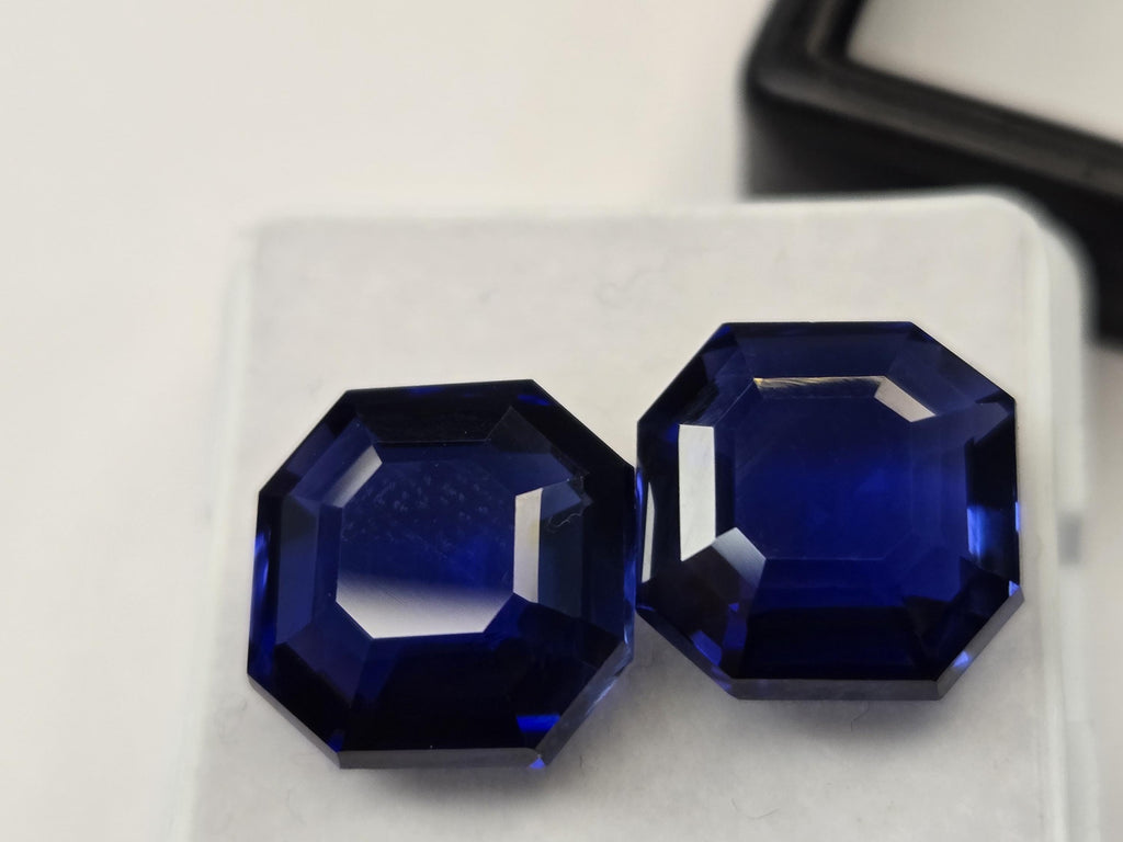 Blue Tanzanite Natural Pair Of VVS Asscher Cut 18+ Ct Certified Loose Gemstone