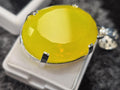 Yellow Opal Locket Pendant, Oval Cut Gemstone, 75-78 Ct Lab Created