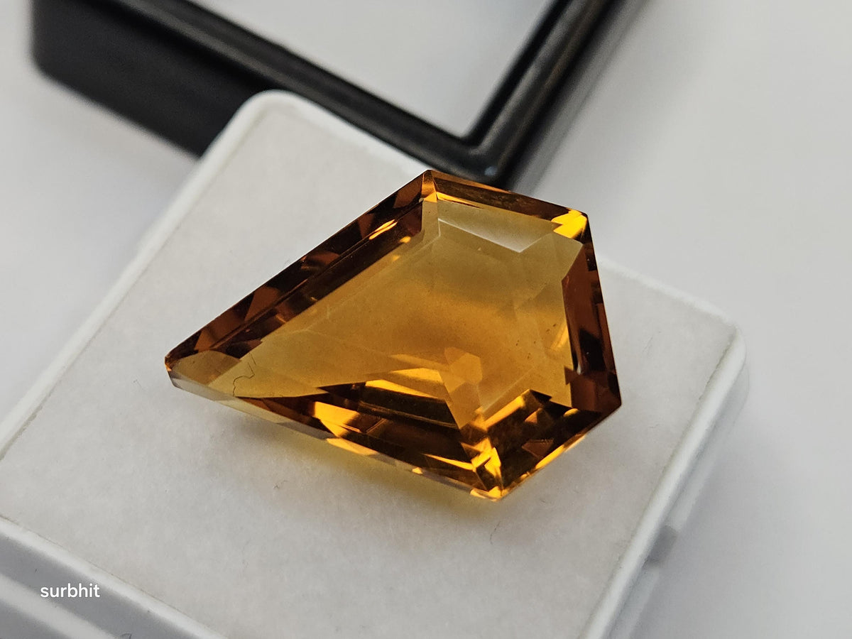 Certified Yellow Citrine Gemstone – 12-13 Ct Fancy Cut Loose Stone for Jewelry Making