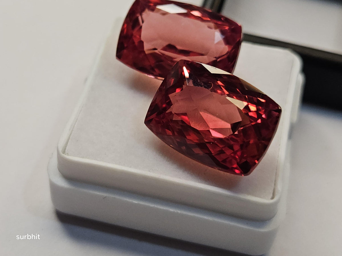 Certified Padparadscha Sapphire Gemstones, Cushion Cut, 27-28 Ct Loose Stones for Rings