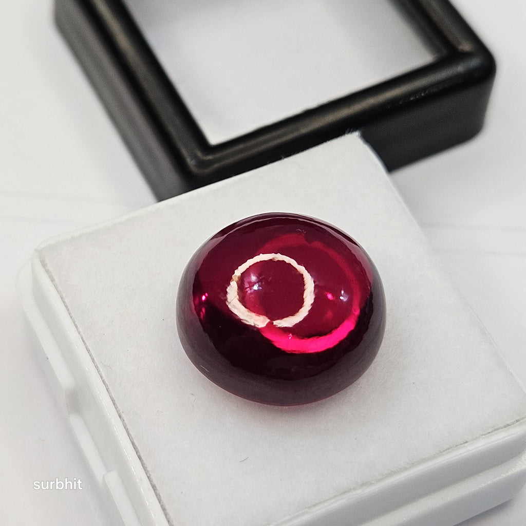 Certified Red Garnet Cabochon Shape Lab-Created 18 Carats Loose Gemstone For Jewellery Making