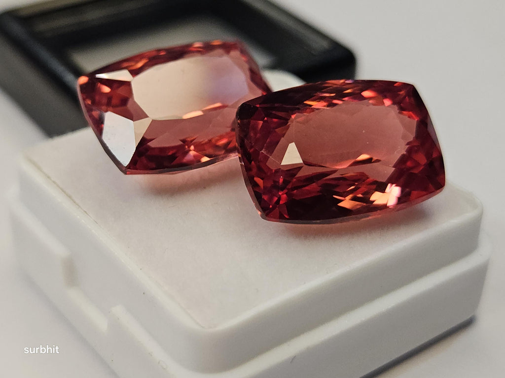 Certified Padparadscha Sapphire Gemstones, Cushion Cut, 27+ Ct Loose Stones for Rings