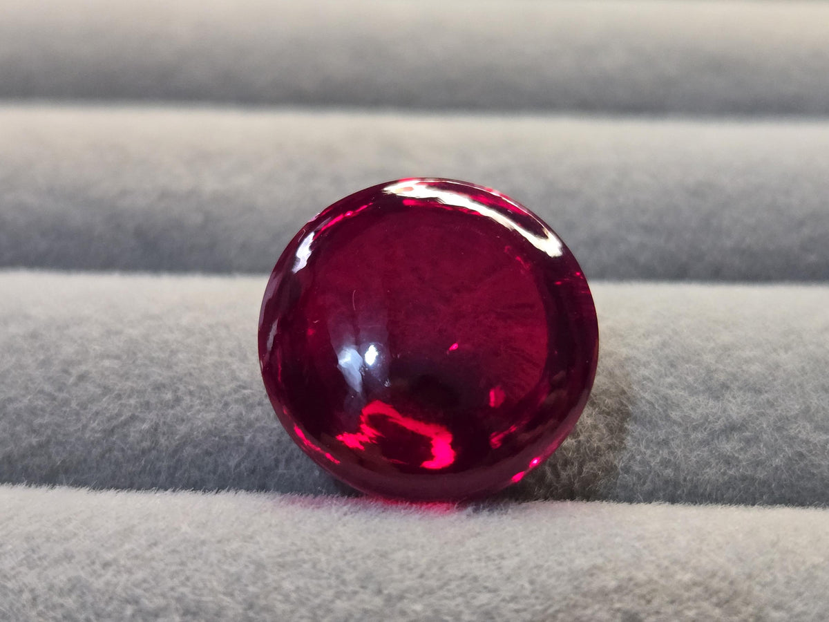 Certified Red Garnet Cabochon Shape Lab-Created 18 Carats Loose Gemstone For Jewellery Making