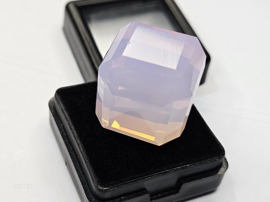 Lab Created Pink Opal Gemstone, Cube Cut (65-67 Ct, 19mm)
